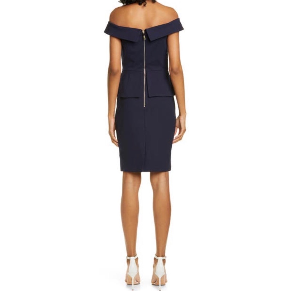 Ted Baker London Navy Off the Shoulder Bardot Fold Peplum Dress Size 2 (4/6) NEW - Picture 13 of 13